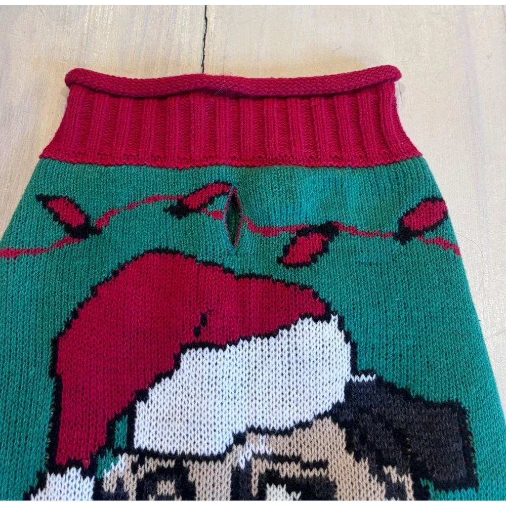 Ugly Christmas Sweater Pug Santa Cookies Light Up Pet Dog Sweater Green Red Med